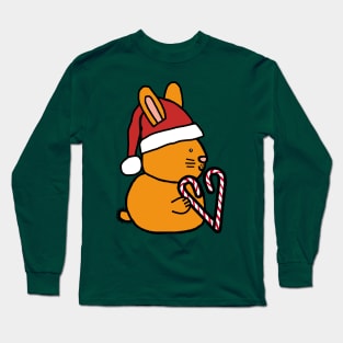 Christmas Bunny Rabbit Candy Cane Heart Long Sleeve T-Shirt